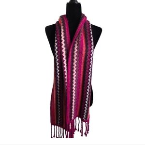 Smartwool Meadow Line Wool Pink and Purple Knit Scarf With Fringe NWOT